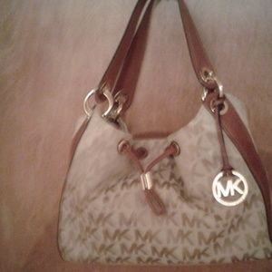 Michael Kors monogram tan handbag
